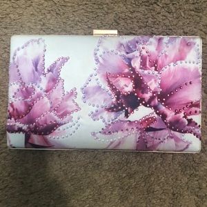 Pink and Purple Clutch with Gold Trim